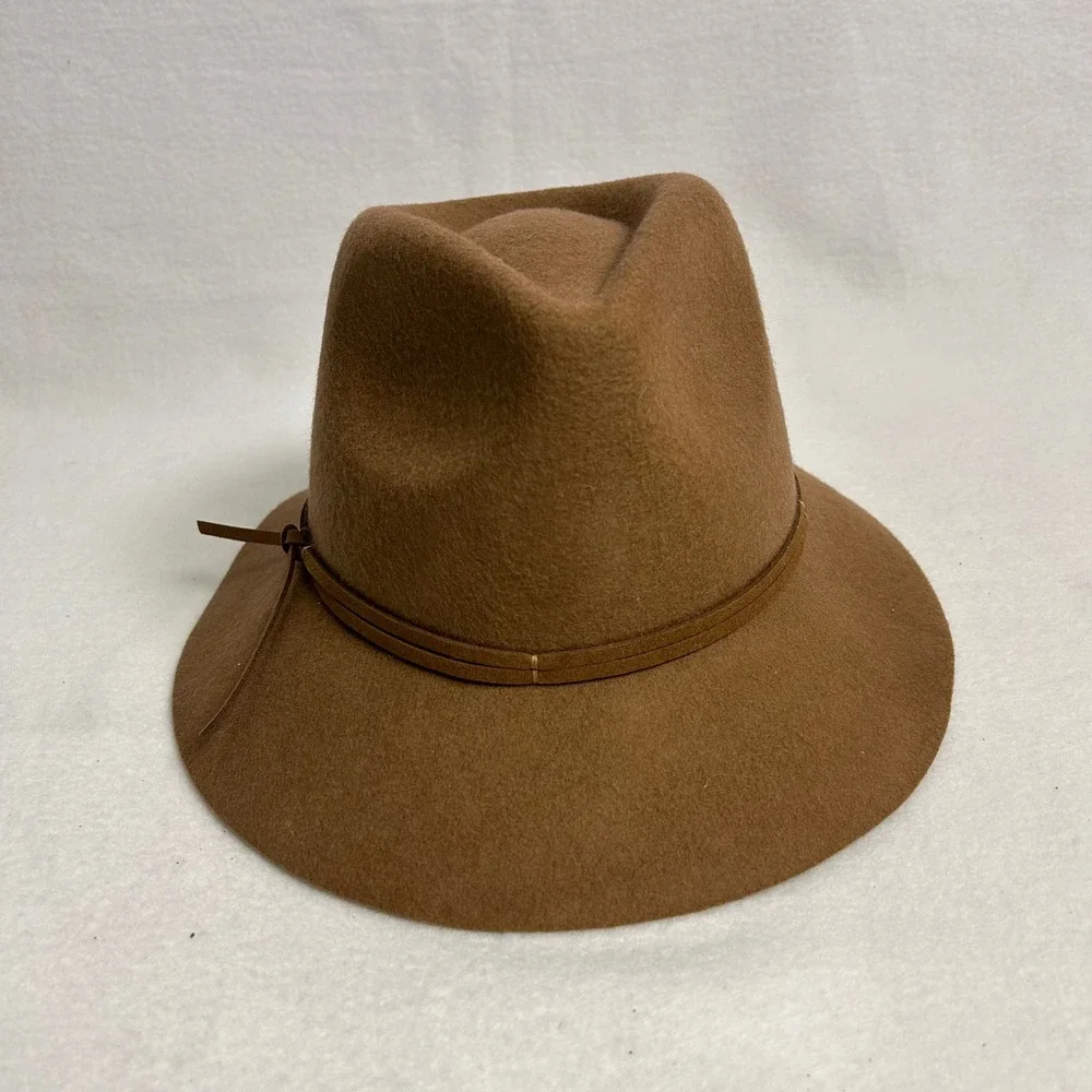 Boho Western Unbranded‎ Women OS Camel Brown 100% Wool Wide Brim Fedora Hat